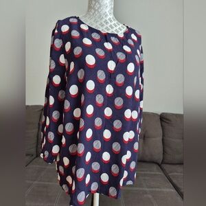 Chic Polka Dot Blouse - Navy, Red, White